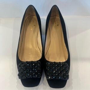 Kate Spade Black Embellished 1” Heels